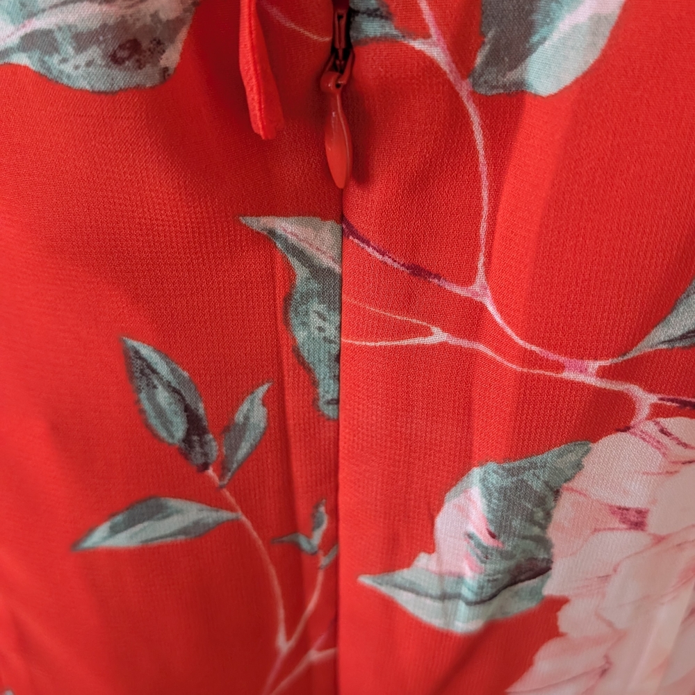 Chico's Eliza J boutique Red Floral Halter Maxi Dress size 4 - Picture 9 of 15